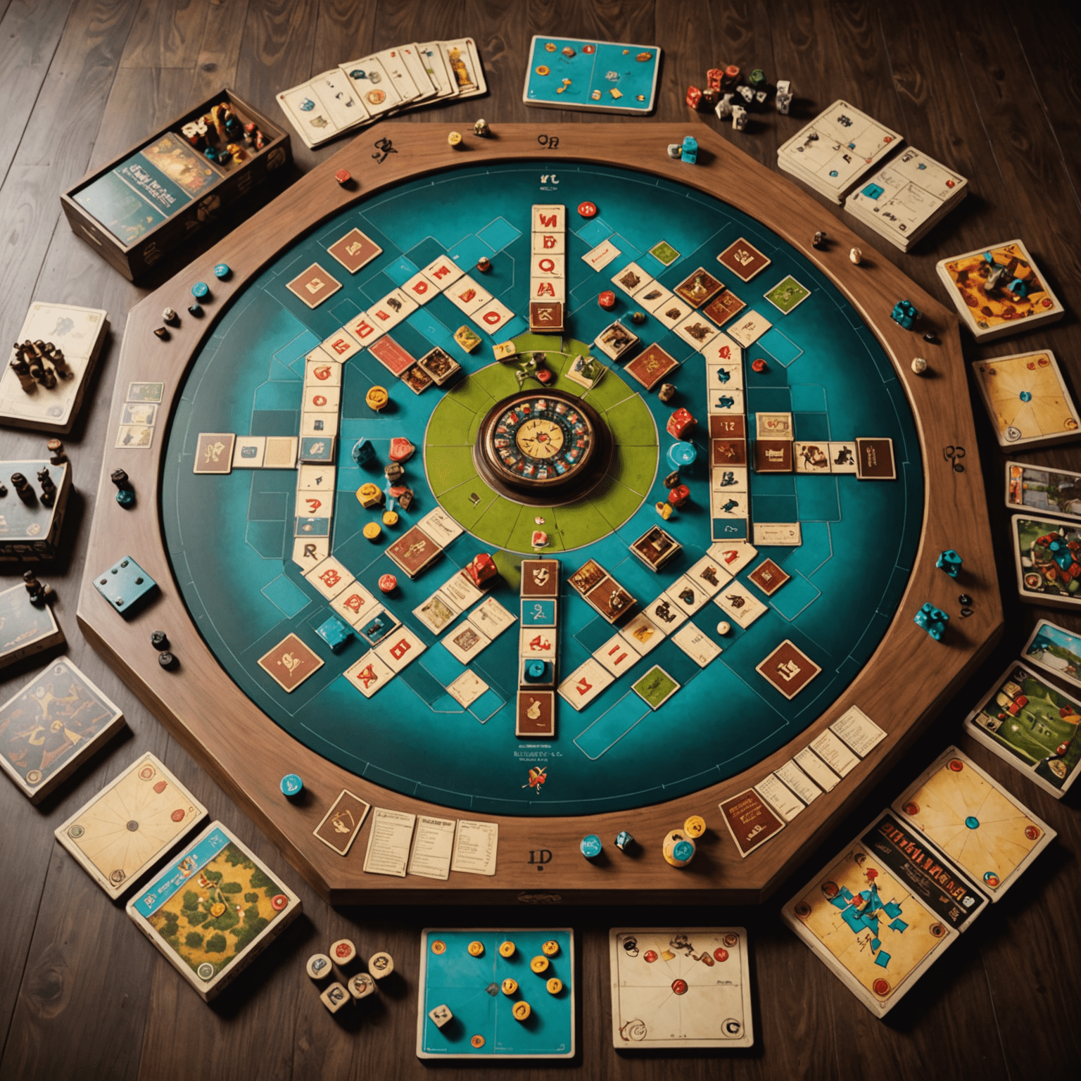 Une table avec plusieurs jeux de société stratégiques populaires disposés dessus, mettant en évidence leur complexité et leur attrait visuel.