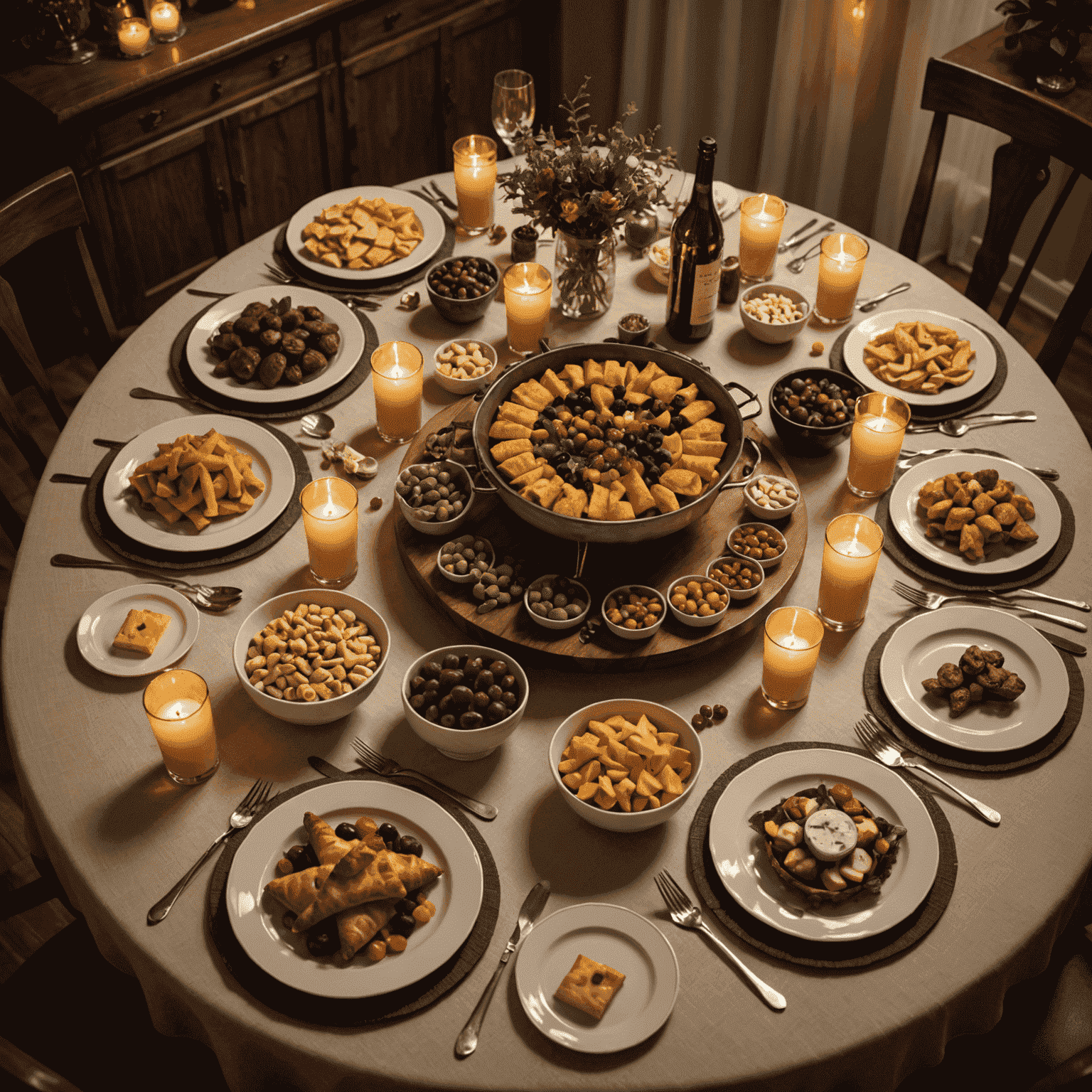 Une table joliment dressée pour une soirée jeux, avec des jeux disposés, des snacks élégants, et une ambiance chaleureuse créée par un éclairage tamisé et des décorations thématiques.